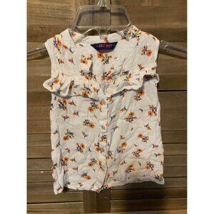 Frendz Flower Print Button Up Shirt Girls Size 5/6